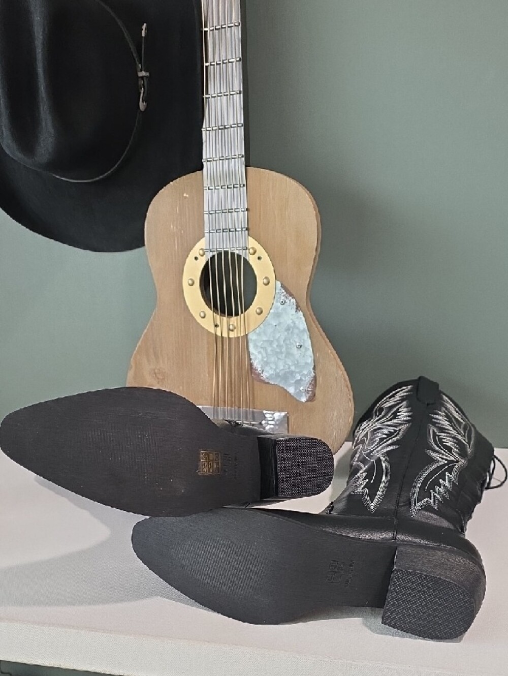Onlymaker Black Embroidered Cowboy Boots Knee High Western Cowgirl Sz 9 - Picture 8 of 10